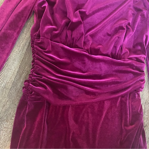 Lauren Ralph Lauren Dress Women 10 Purple Velvet Ruched Puff Sleeve Cocktail NEW - Picture 4 of 12